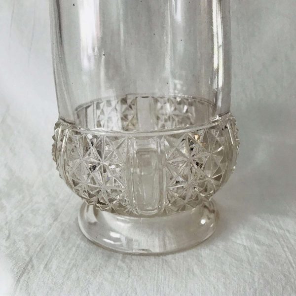 Antique Celery Dish Jar Victorian era Dining serving collectible display clear glass with scalloped rim 6 3/4" tall