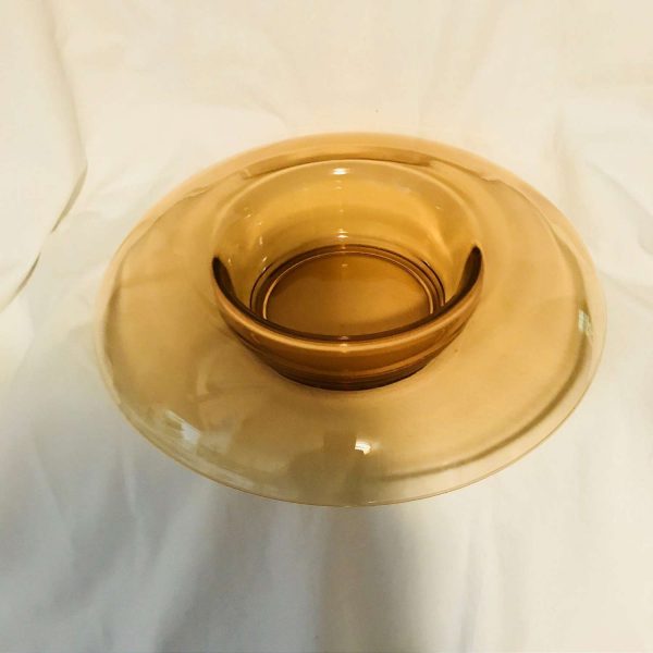Antique Center Bowl Large console bowl amber peach color turned down rim beautiful condition Mid Century collectible