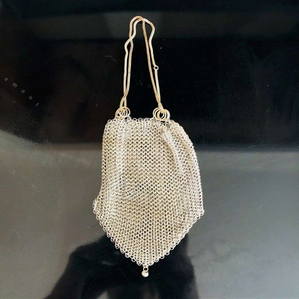 Antique Chain Coin Purse Germany full mesh 1820's hand made ornate detailed with chain handle