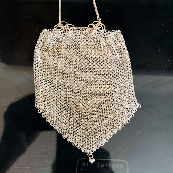 Antique Chain Coin Purse Germany full mesh 1820's hand made ornate detailed with chain handle
