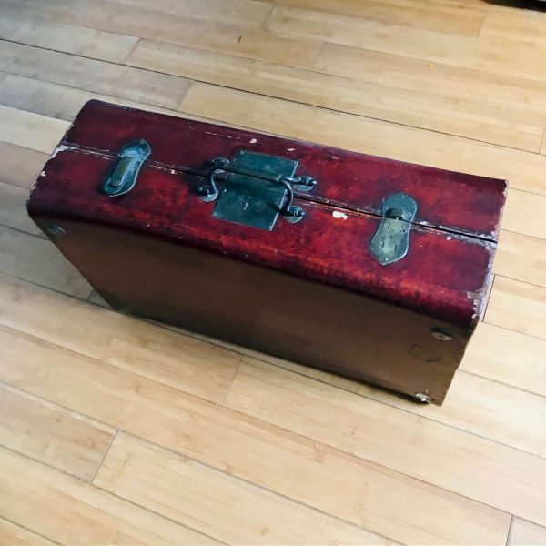 Antique Chinese Train Case Luggage Storage Travel Overnight bag hard television movie prop farmhouse cottage collectible display RARE 1800's