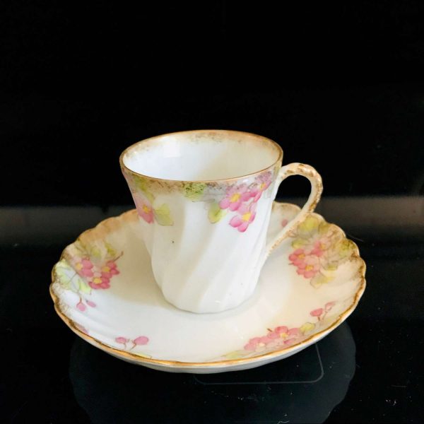 Antique Chocolate cup and Saucer Darling Hand decorated Collectible Display Tea cup and saucer heavy gold trim fine china