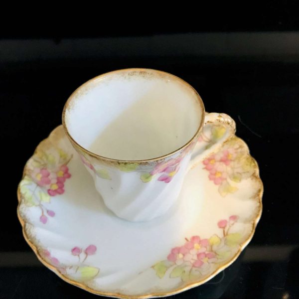 Antique Chocolate cup and Saucer Darling Hand decorated Collectible Display Tea cup and saucer heavy gold trim fine china