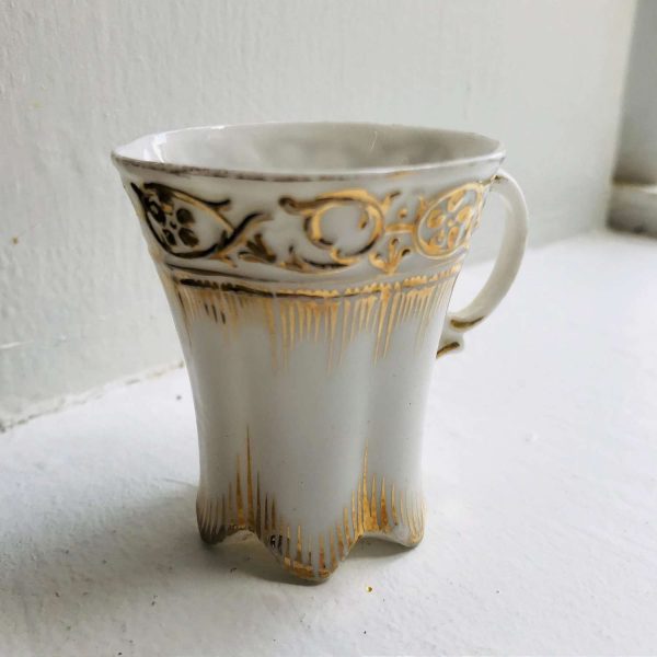Antique Chocolate cup very fine china Limoges France Stunning Gold on white miniature small collectible bed and breakfast display bedroom