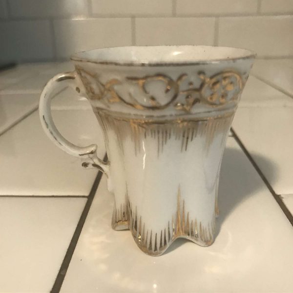 Antique Chocolate cup very fine china Limoges France Stunning Gold on white miniature small collectible bed and breakfast display bedroom