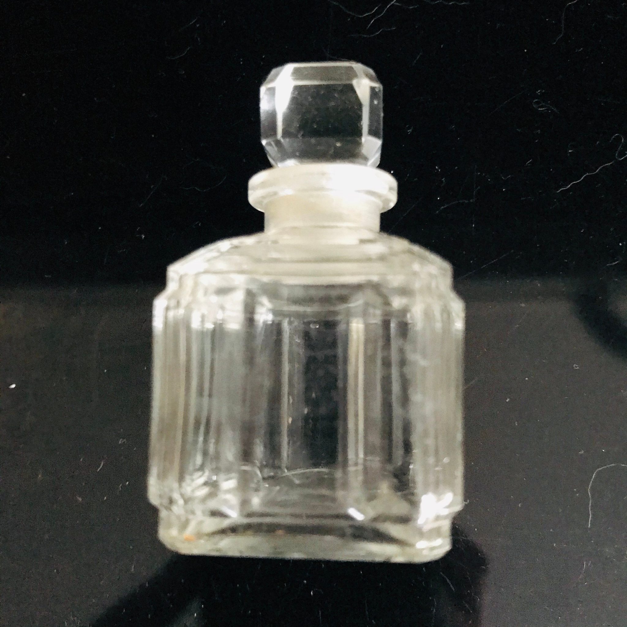 Antique clear glass perfume bottle with ground glass stopper art deco ...