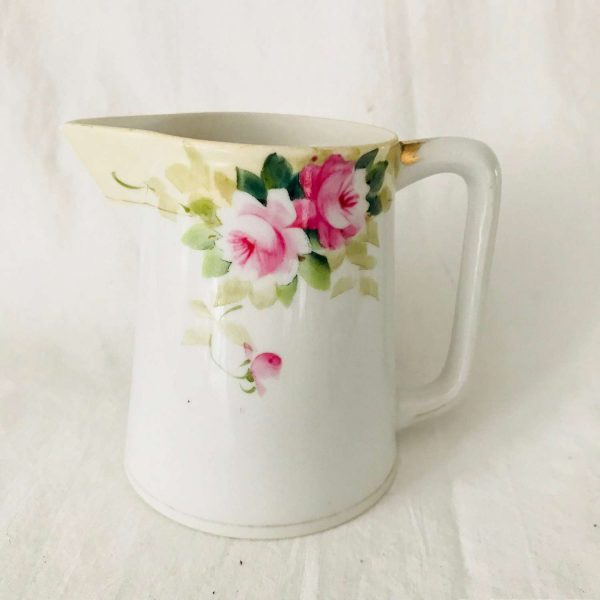 Antique creamer cream pitcher tea coffee decor collectible fine bone china hand painted Nippon Painted Roses Farmhouse 1911