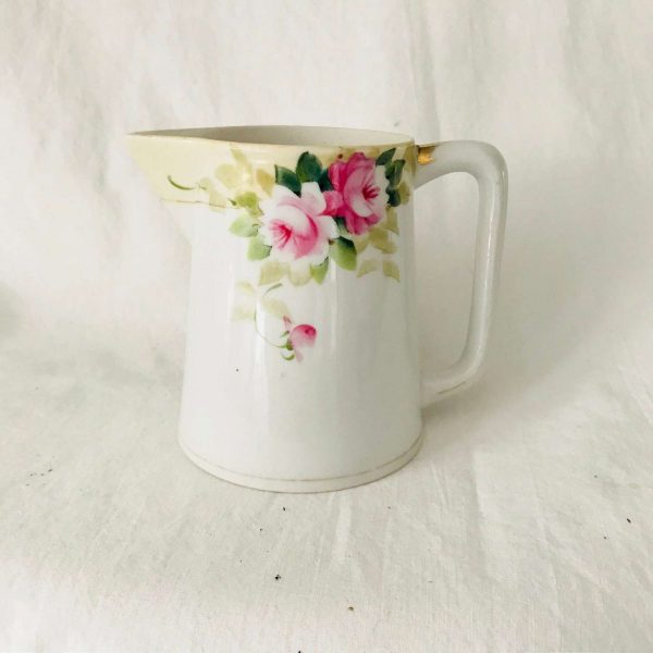Antique creamer cream pitcher tea coffee decor collectible fine bone china hand painted Nippon Painted Roses Farmhouse 1911