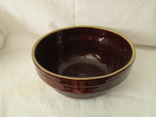 Antique Crock Mixing Bowl 9" USA Bowl Pottery