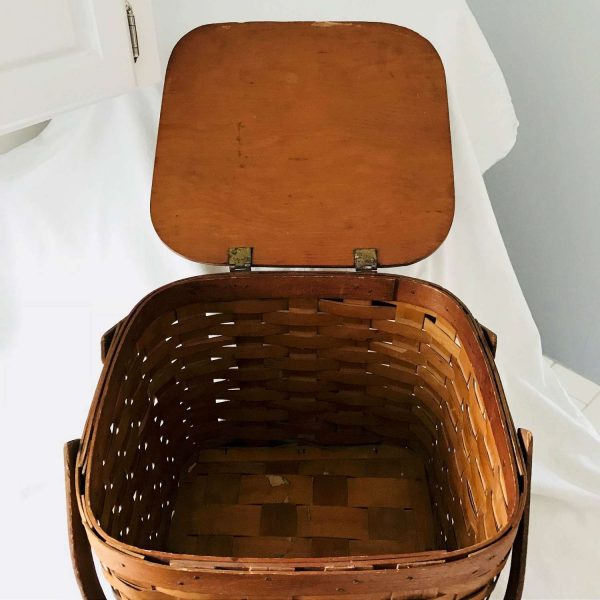 Antique Curmo Seed Basket Double Handle oak woven basket Primitive Mercantile collectible display fireplace logs storage