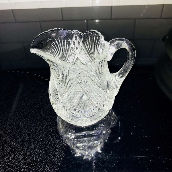 Antique Cut Glass creamer cream pitcher collectible tableware kitchen farmhouse cottage bed and breakfast Elegant dining serving