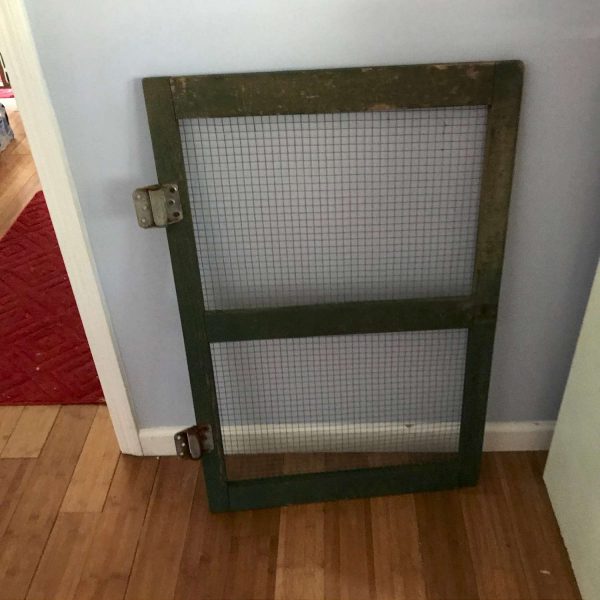 Antique Door Straight off of the Farm a wooden door with rabbit screen and hinges Display photos wall decor collectible laundry