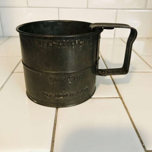Antique flour sifter primitive rustic working hand sifter two cups collectible display wall decor kitchen farmhouse