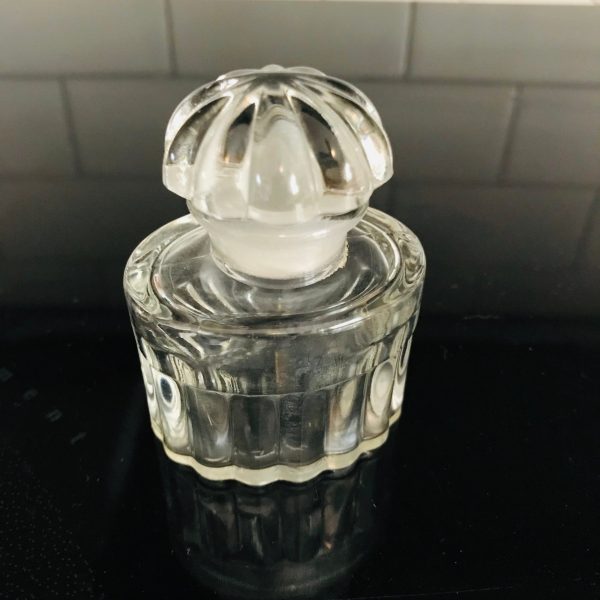 Antique French perfume bottle ribbed glass with ground glass stopper collectible vanity display Balenciaga 1 oz. bottle