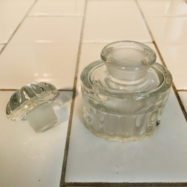 Antique French perfume bottle ribbed glass with ground glass stopper collectible vanity display Balenciaga 1 oz. bottle