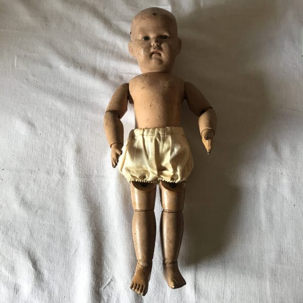 Antique fully jointed wooden baby doll Schoenhut 1911 collectible victorian display farmhouse