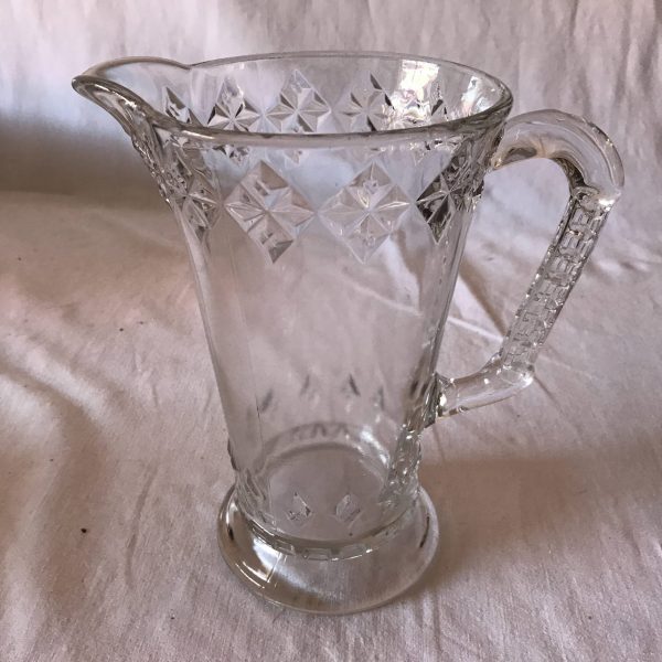ANTIQUE Glass Beverage Late 1800's Early American 3 mold Water Milk Pitcher Table top Kitchen Dining Collectible farmhouse cottage