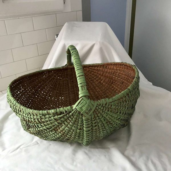 Antique Hand made Butt Basket woven Primitive collectible display fireplace lliving room display cottage cabin lodge