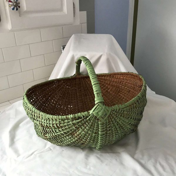 Antique Hand made Butt Basket woven Primitive collectible display fireplace lliving room display cottage cabin lodge