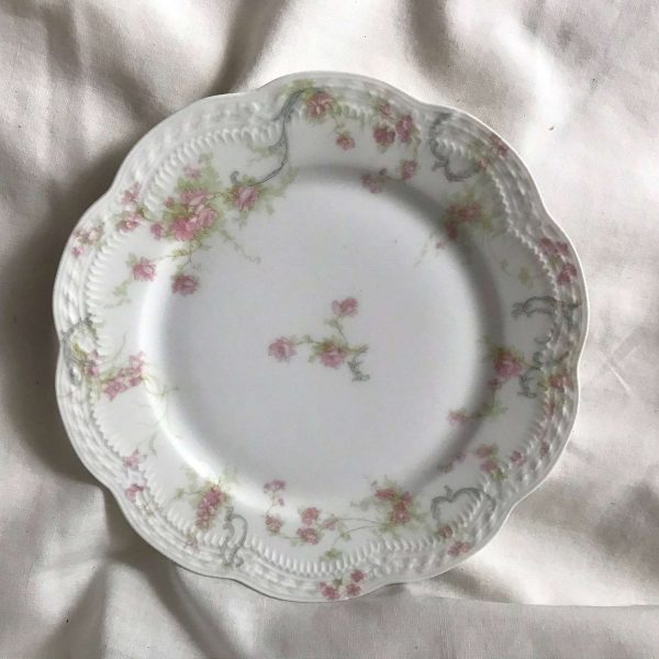 Antique Limoges Pink Floral 4 Princess Luncheon plates France 1800's farmhouse collectible china dinnerware shabby chic serving dining