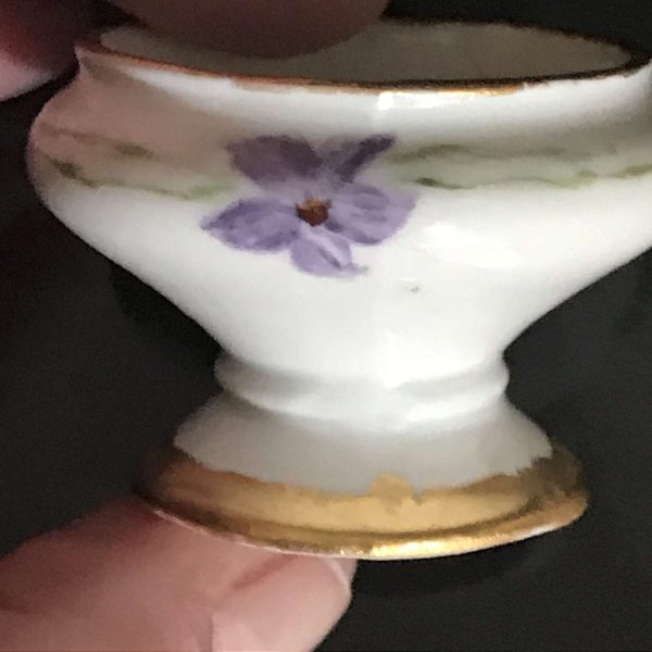 Antique lot of 4 open salts or salt cellars hand painted Austria farmhouse collectible bridal shower dining table