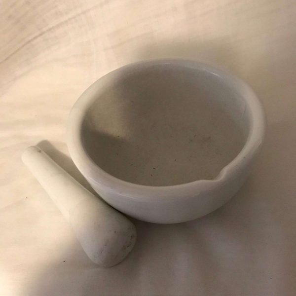 Antique Mortar and Pestle Heavy Porcelain Pharmacy Pharmaceutical kitchen medical dental collectible display
