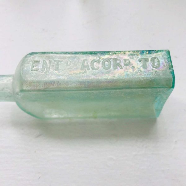 Antique Pharmacy Apothecary Medical Bottle Iridescent Green Pharmaceutical Doctor Medicine bottle collectible display R.R.R. Radway New York