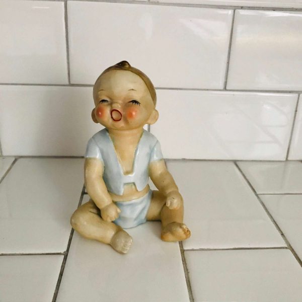 Antique Piano Baby Hand painted Lefton Porcelain figurine darling face collectible display farmhouse cottage antique