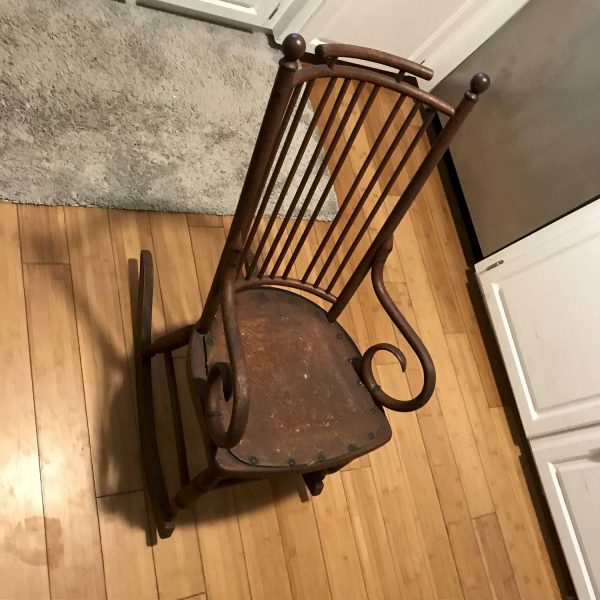 Antique Rocking Chair Fan Back Child Size Hand Made Very Detailed Great condition farmhouse doll bear chair lodge cottage cabin