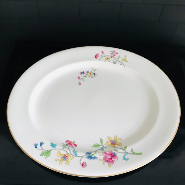 Antique Royal Worcester Large Oval tray platter farmhouse collectible display Hampton Court fine bone china aqua & bright pink