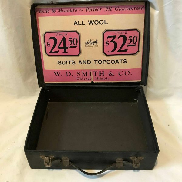Antique salesman's sample suitcase Made to measure Suits and topcoats W.D. Smith & Co. Chicago, Ill collectible display