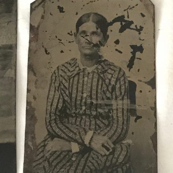 Antique set of 4 tin type photos 1800's 2 1/4" x 3 1/2" farmhouse collectible display metal pictures