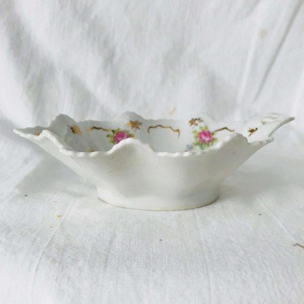 Antique trinket dish with matching under plate M.Z. Austria Pink Roses Soap trinket pin dish farmhouse display collectible fine china