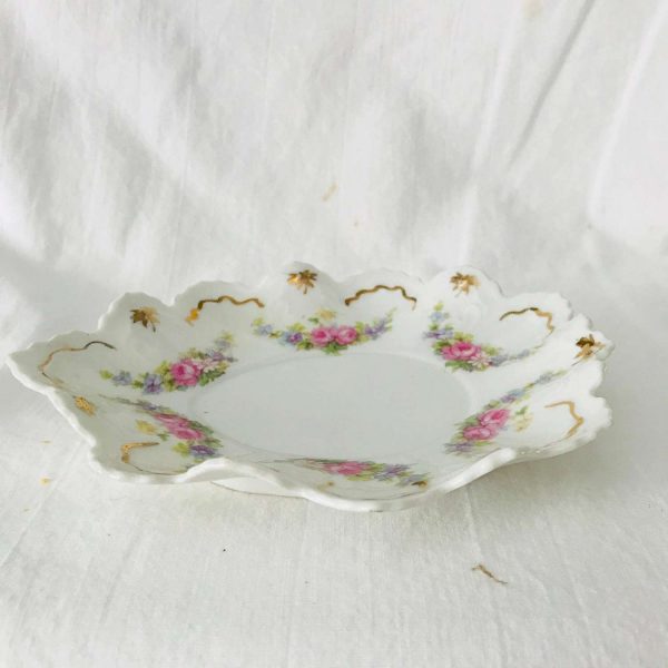Antique trinket dish with matching under plate M.Z. Austria Pink Roses Soap trinket pin dish farmhouse display collectible fine china