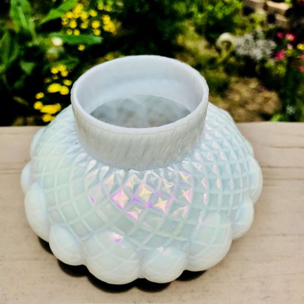 Antique Vase Loetz Tiffany Finish slightly iridescent white collectible display Honeycomb pattern melon shape base Art Nouveau ca. 1903