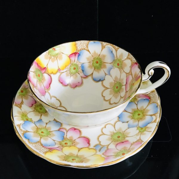 Antique Victoria England Tea cup and saucer delicate dainty pink flowers Fine bone china farmhouse collectible display cottage shabby chic