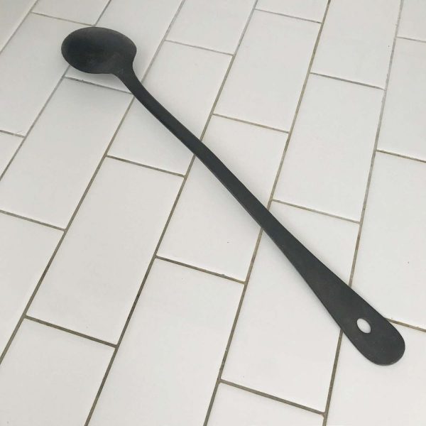 Antique wall hanging cast iron large serving spoon soup stew cowboy 1800's metal spoon 17" long