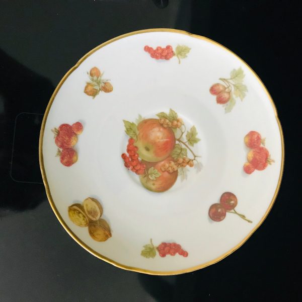 Antique Witherling Tea cup and saucer Germany Fruit and Nuts gold footed Fine bone china gold trim farmhouse collectible display