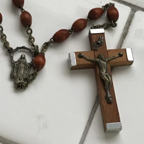 Antique wooden seed Crucifix Rosary religion religious catholic spirituality christian christianity