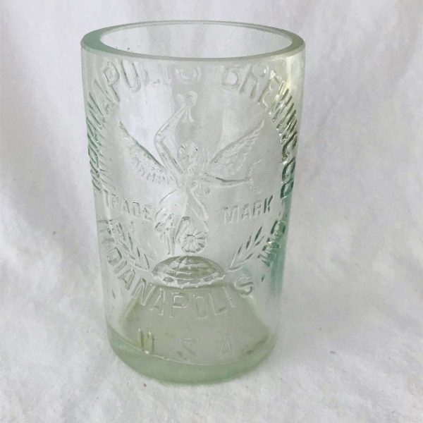Antiuqe Bottle Glass Indinapolis Brewing Co Green Fairy Front Indianapolis, Ind Ground smooth top barware collectible display