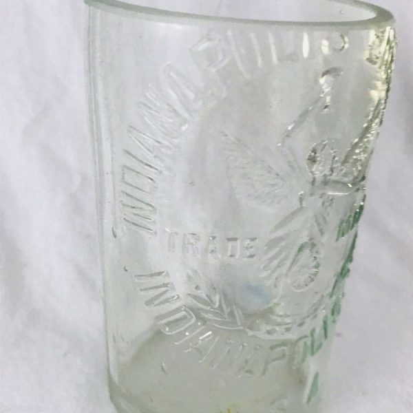Antiuqe Bottle Glass Indinapolis Brewing Co Green Fairy Front Indianapolis, Ind Ground smooth top barware collectible display
