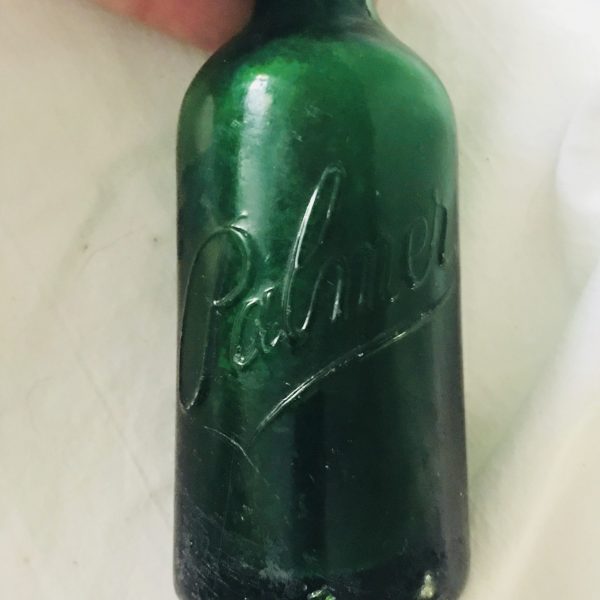 Antiuqe Perfume Bottle Palmer Emerald  Green Glass collectible vanity display bathroom bedroom decor Pre 1900