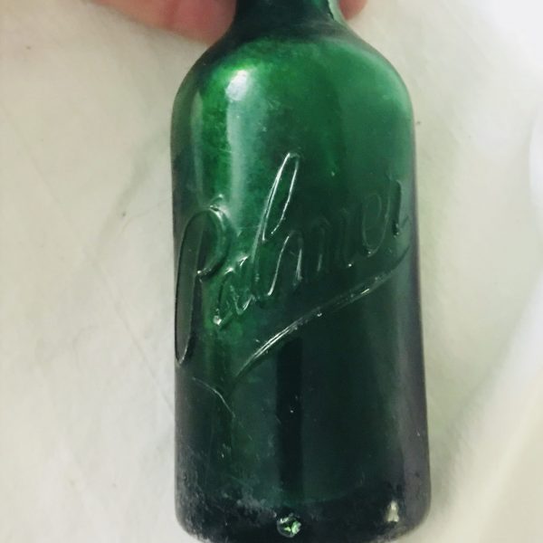 Antiuqe Perfume Bottle Palmer Emerald  Green Glass collectible vanity display bathroom bedroom decor Pre 1900