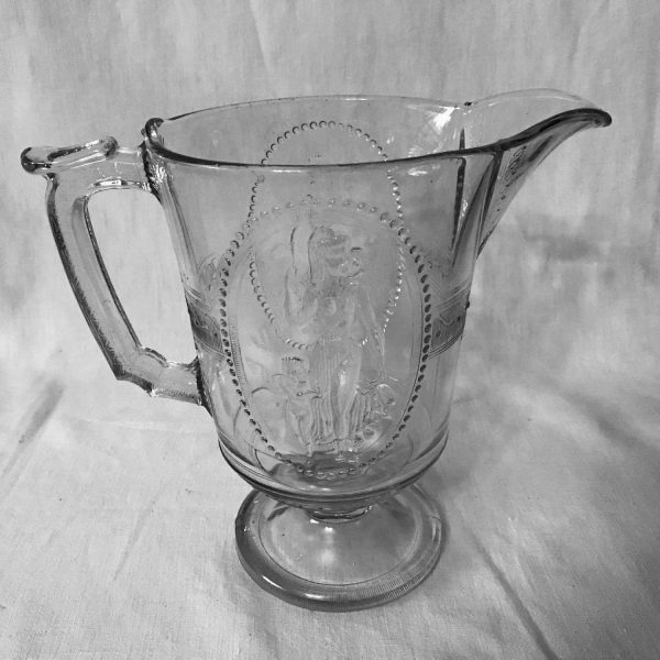 Art Nouveau American Glass Cupid and Psyche RARE Glass water pitcher collectible farmhouse display entertaining dining cottage