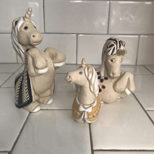 Artesania Rinconada Set of 3 Unicorn Figurines collectible display vintage home decor