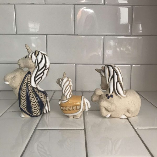Artesania Rinconada Set of 3 Unicorn Figurines collectible display vintage home decor