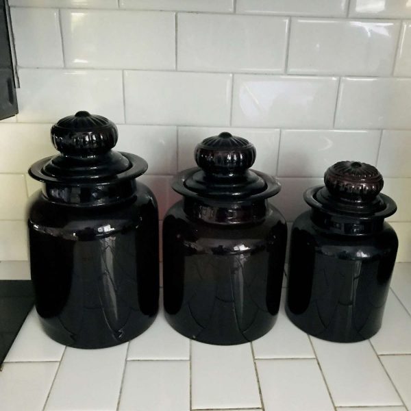Atnique Canister Apothecary Jars blown glass Large amethyst glass polished pontils with ground glass lids NO DAMAGE 9 pieces