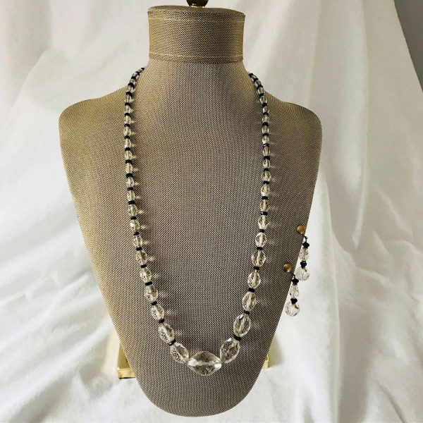 Austrian faceted crystal necklace with matching earrings sterling clasp vintage jewelry