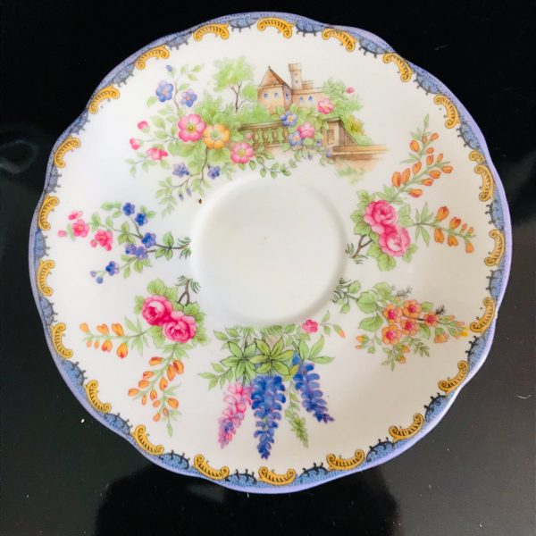 Aynsley Beautiful Tea Cup and Saucer Fine bone china England Garden with Bright Flowers Collectible Display Cottage Coffee bridal shower