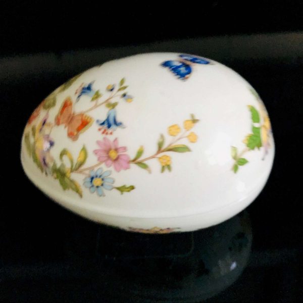 Aynsley Cottage Garden Egg Trinket dish lidded England fine bone china collectible display farmhouse cottage